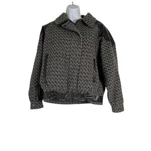 Anne-Gee‎ Women's Size 7/8 Tweed Moto Black Gray Bomber Jacket
